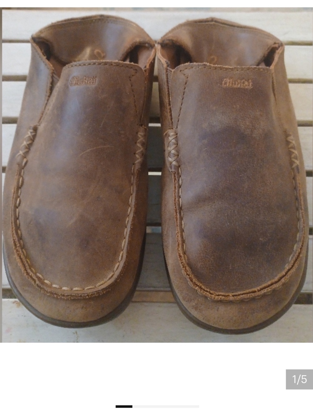 OLUKAI MOLOA LEATHER MOCCASIN SIZE 5, Boys/Girl